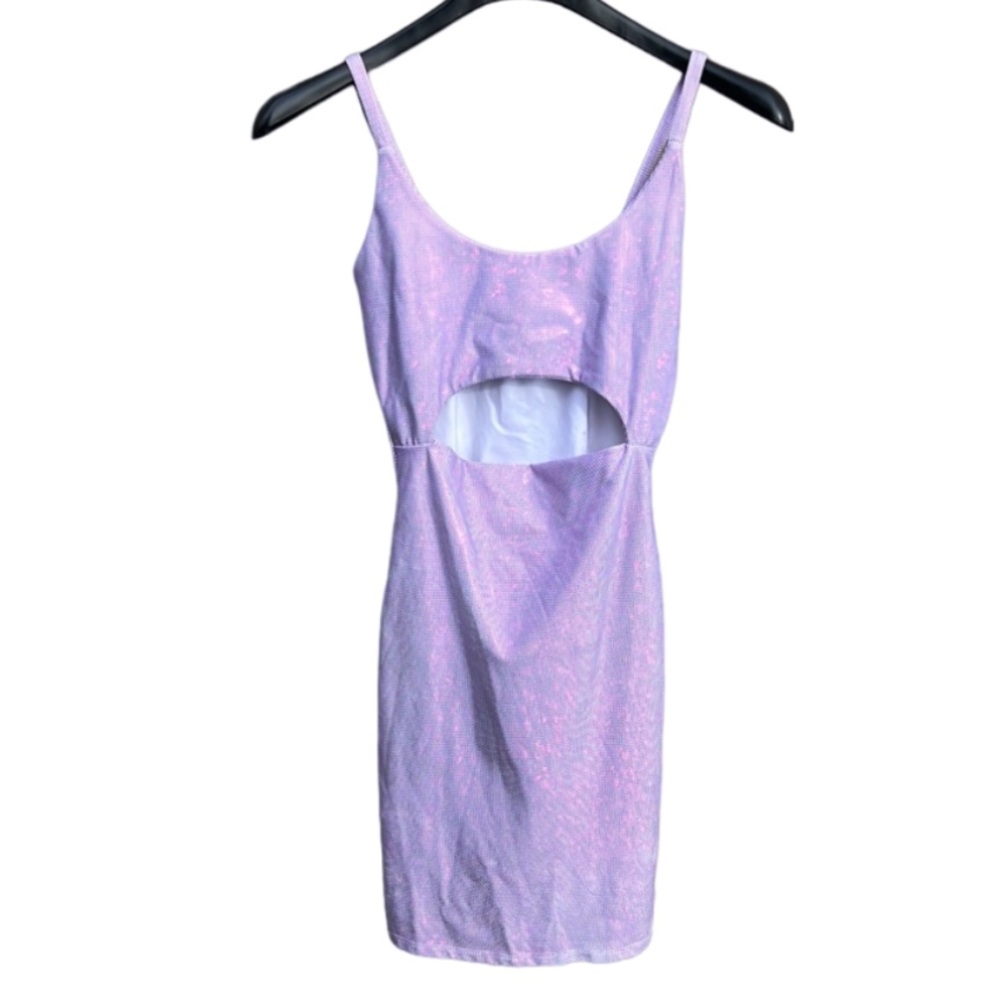 NWT Fashion Nova ‘Cut to the Chase’ Metallic Purple Bodycon Sexy Fitted